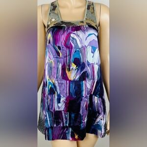 Custo Barcelona Purple and Blue Abstract Tank Top